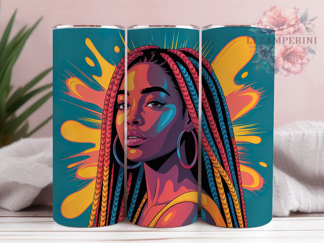 Quilled Rasta Melanin Queen Tumbler, Quilled Paper, Afro American, Melanin Queen, Rasta Braids, 20Oz Tumbler, Sublimation Wrap Sublimation Li Zamperini 