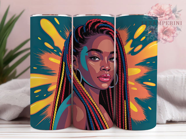 Quilled Rasta Melanin Queen Tumbler, Quilled Paper, Afro American, Melanin Queen, Rasta Braids, 20Oz Tumbler, Sublimation Wrap Sublimation Li Zamperini 