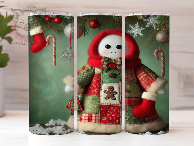 Quilted Christmas Ghost Tumbler, Quilted Holiday Ghost Sublimation Design, Festive Cup Art, 20oz Xmas Tumbler, Whimsical Ghost Mug, Stylish Christmas Cup, Cozy Holiday Wrap Sublimation Lara' s Designs 