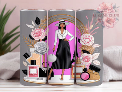 Quilted Fashion Girl Tumbler, Quilted Cushion Pattern, Stylish Digital Design, Sublimation Cup, 20oz Skinny Tumbler, Trendy Fashion Drinkware, Chic Girl Style Sublimation Li Zamperini 