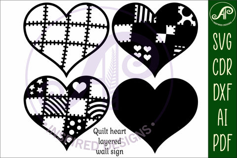 quilted heart 4 layered wall art sign, SVG file SVG APInspireddesigns 