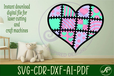 quilted heart 4 layered wall art sign, SVG file SVG APInspireddesigns 