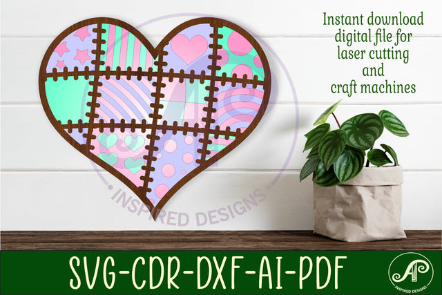 quilted heart 4 layered wall art sign, SVG file SVG APInspireddesigns 