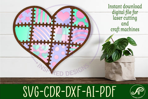 quilted heart 4 layered wall art sign, SVG file SVG APInspireddesigns 