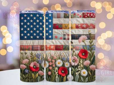 Quilted Patriotic USA 20oz Tumbler, USA Flag Wrap, Sublimation Gift, Patriotic Mug, 20oz Tumbler Design, Quilted Style Graphic, American Pride Theme Sublimation SvggirlplusArt 