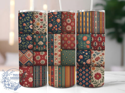 Quilting Patchwork Sewing Tumbler Wrap, Sewing Art, Patchwork Quilt, Handmade Style, Cozy Design, Tumbler Wrap, Sublimation Design Sublimation ToriDesigns 