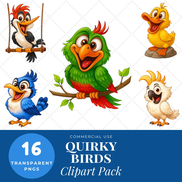 Quirky Birds PNG | Animals PNG SVG Paige Cole Studio 