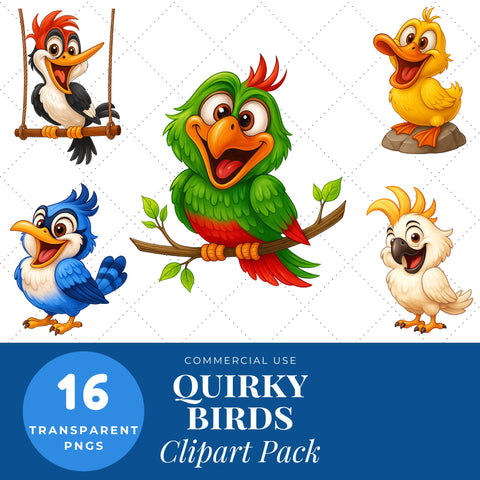 Quirky Birds PNG | Animals PNG SVG Paige Cole Studio 