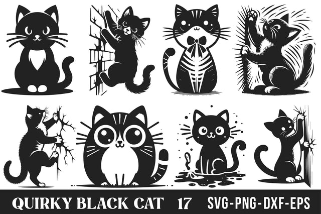Quirky black cat svg bundle SVG Rupkotha 