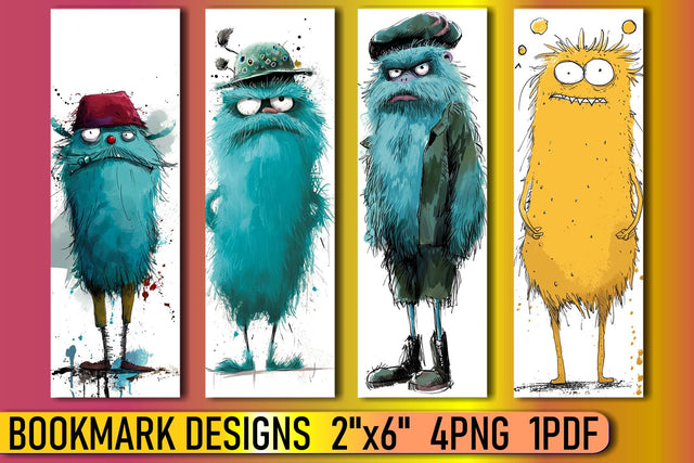 Quirky Bookmarks with Monster Themes Sublimation afrosvg 