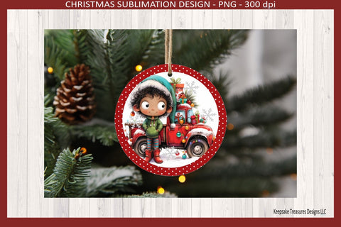 Quirky Christmas Boy Truck Christmas Ornaments, Sublimation Png, Digital Download Sublimation Keepsake Treasures Designs LLC. 