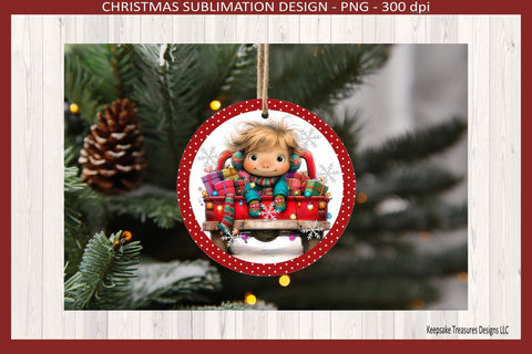 Quirky Christmas Boy Truck Christmas Ornaments, Sublimation Png, Digital Download Sublimation Keepsake Treasures Designs LLC. 