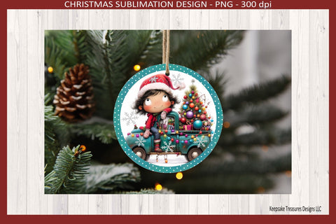 Quirky Christmas Boy Truck Christmas Ornaments, Sublimation Png, Digital Download Sublimation Keepsake Treasures Designs LLC. 