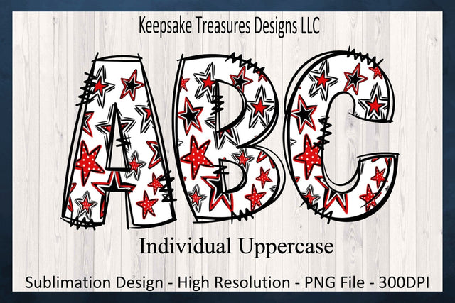 Quirky Doodle Star Letters, Sports Alpha, Sublimation Png, School Sprit Letters, Individual Png Sublimation Keepsake Treasures Designs LLC. 
