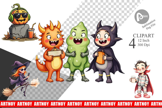Quirky Halloween Clipart Sublimation artnoy 