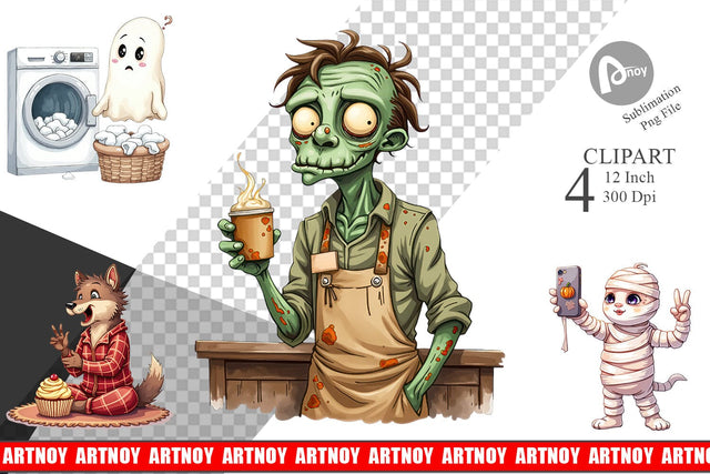 Quirky Halloween Clipart Sublimation artnoy 
