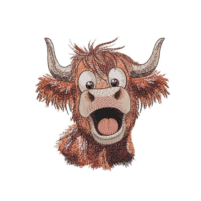 Quirky Highland Cow Embroidery Design, Funny Highland Cow Embroidery Design, Farm Animal Machine Embroidery File, 3 sizes, Instant Download Embroidery/Applique DESIGNS Nino Nadaraia 