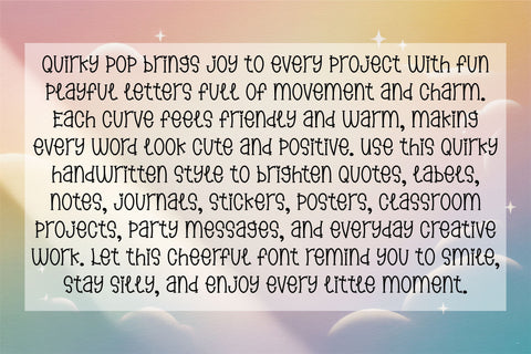 Quirky Pop Cute Playful Handwritten Font Font TonisArtStudio 