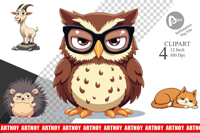 Quirky Sarcastic Animals Clipart Sublimation artnoy 