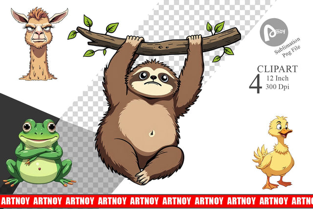 Quirky Sarcastic Animals Clipart Sublimation artnoy 