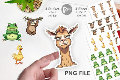 Quirky Sarcastic Animals Sticker Sublimation artnoy 