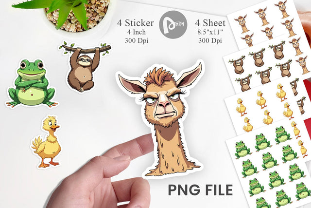 Quirky Sarcastic Animals Sticker Sublimation artnoy 