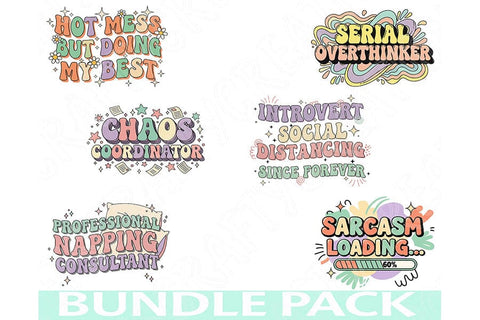 Quirky Self-Deprecating Humor Png Bundle, Funny Relatable Quotes, Sarcasm & Chaos Clipart, Witty Typography Designs, Digital Download Pngs SVG TiffsCraftyCreations 