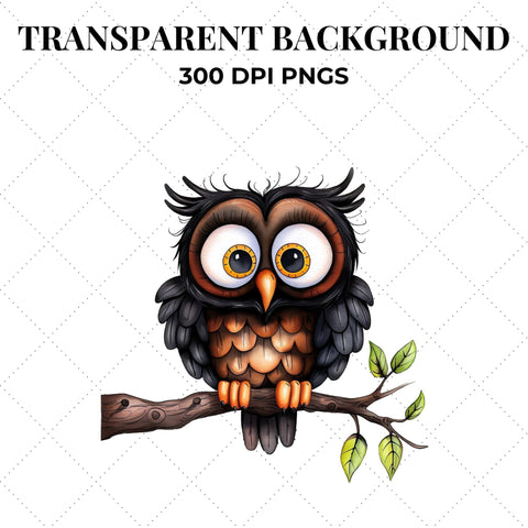 Quirky Watercolor Owls Clipart | Owl PNG SVG Paige Cole Studio 