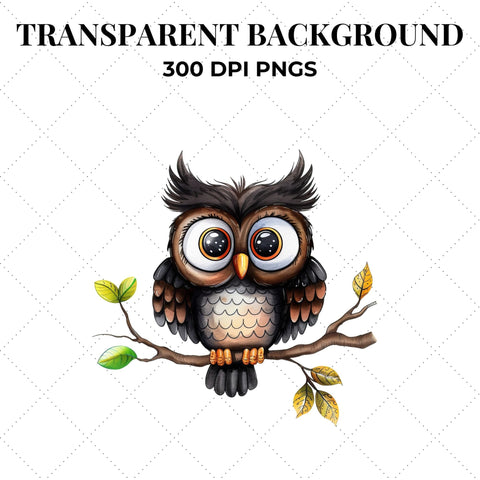 Quirky Watercolor Owls Clipart | Owl PNG SVG Paige Cole Studio 