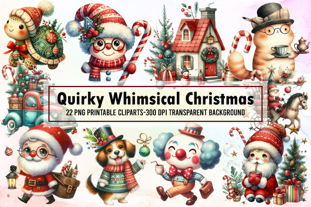 Quirky Whimsical Christmas Clipart Sublimation designartist 