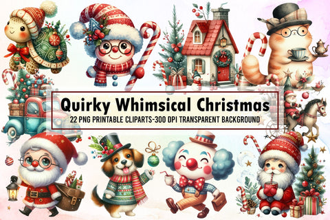 Quirky Whimsical Christmas Clipart Sublimation designartist 