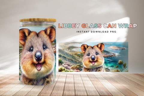 Quokka Glass Can Wrap - Vibrant Australian Landscape PNG Sublimation BijouBay 