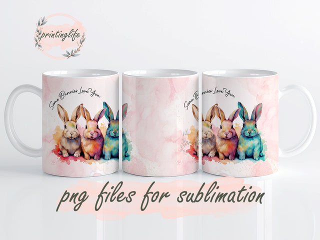 Rabbit Bunny Bunnies Lover Sublimation Mug Wrap Digital Design PNG File Download 11oz Sublimation PrintingLife 