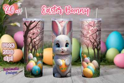 Rabbit Easter Tumbler Wrap PNG | 20oz Skinny Tumbler Wrap Sublimation Design Sublimation Sublimatiz Designs 