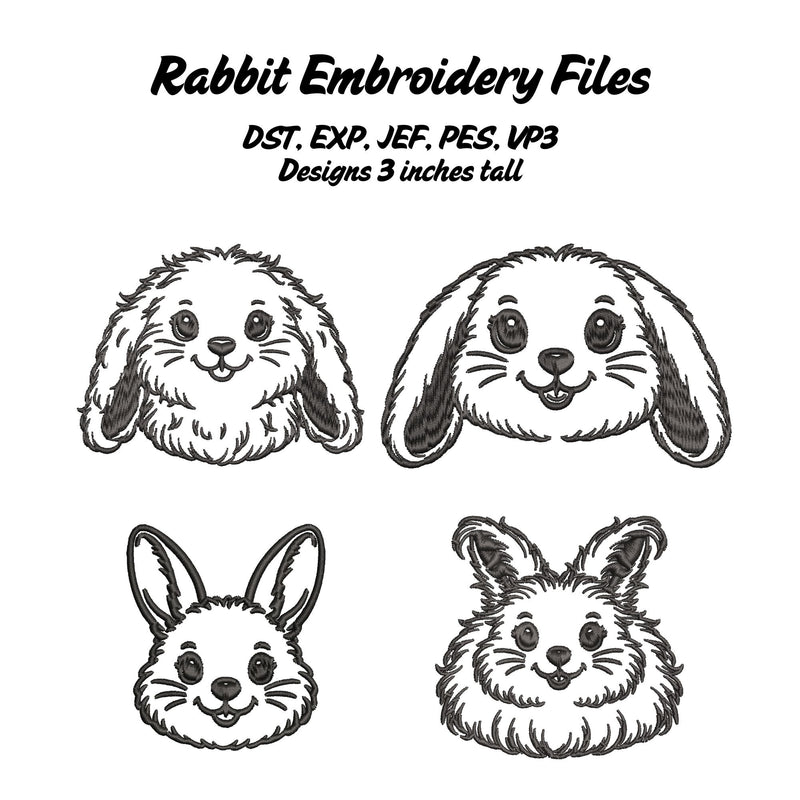 Rabbit Embroidery File Set Embroidery/Applique DESIGNS Stitched Haus 