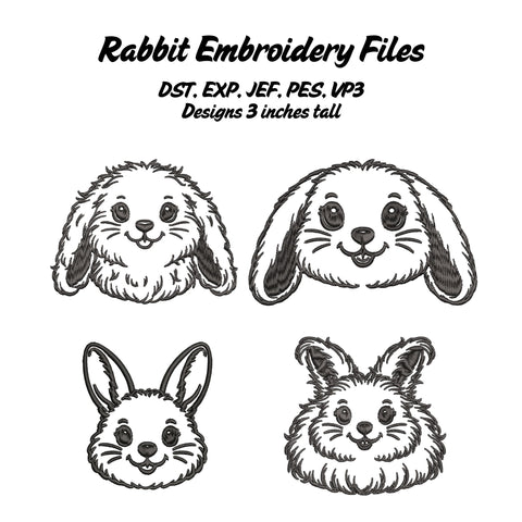 Rabbit Embroidery File Set Embroidery/Applique DESIGNS Stitched Haus 