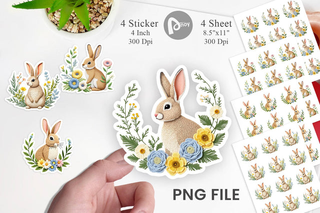 Rabbit Embroidery Sticker Sublimation artnoy 