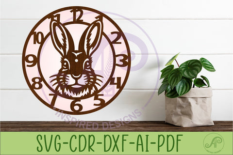 Rabbit Face Wall Clock SVG, Laser Cut Clock Design SVG APInspireddesigns 