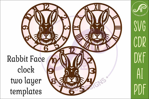 Rabbit Face Wall Clock SVG, Laser Cut Clock Design SVG APInspireddesigns 