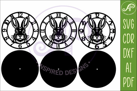 Rabbit Face Wall Clock SVG, Laser Cut Clock Design SVG APInspireddesigns 