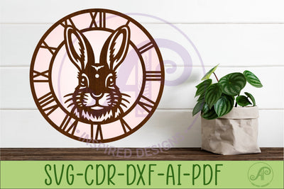 Rabbit Face Wall Clock SVG, Laser Cut Clock Design SVG APInspireddesigns 