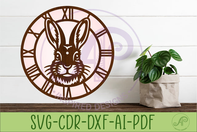 Rabbit Face Wall Clock SVG, Laser Cut Clock Design SVG APInspireddesigns 