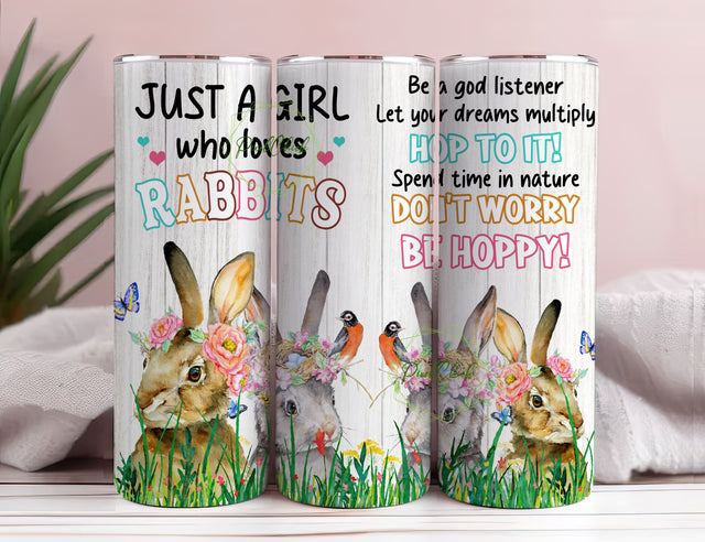 Rabbit Gifts For Lovers Bunny Women Girls Teens Children Stainless Steel Tumblers Sublimation PixelChick 