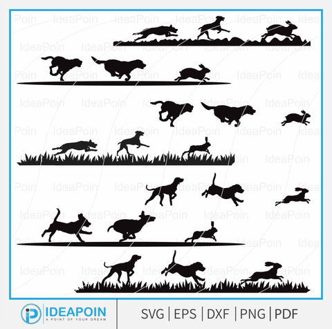 Rabbit Hunting svg, Hound Dog Chasing Rabbit SVG, Hunting Dog SVG, Rabbit Hunter with Beagles SVG, dogs chasing rabbit, Beagle Dogs SVG Dinvect 