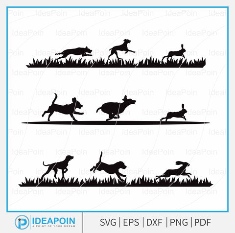 Rabbit Hunting svg, Hound Dog Chasing Rabbit SVG, Hunting Dog SVG, Rabbit Hunter with Beagles SVG, dogs chasing rabbit, Beagle Dogs SVG Dinvect 