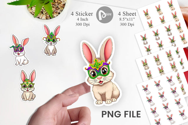 Rabbit Mardi Gras Sticker Sublimation artnoy 