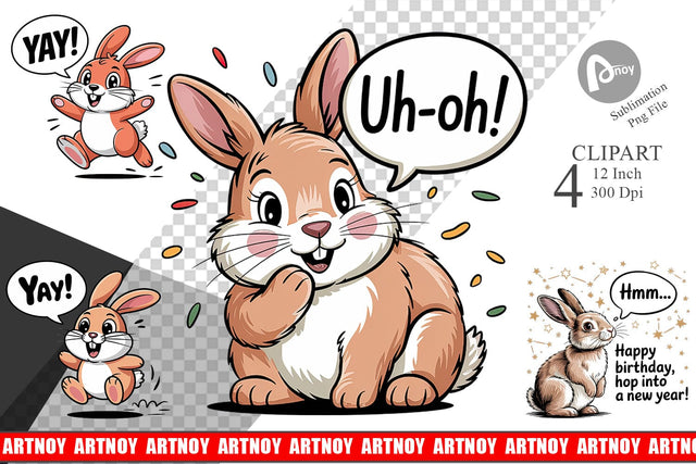 Rabbit Mood Clipart Sublimation artnoy 