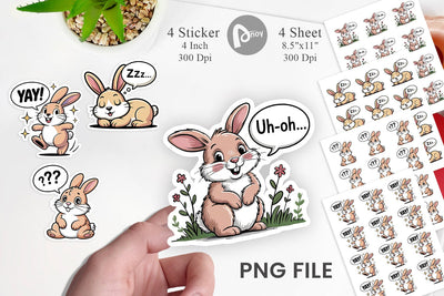 Rabbit Mood Sticker Sublimation artnoy 