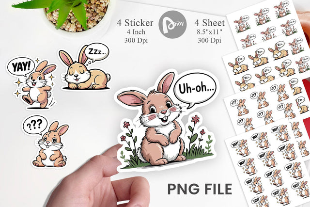 Rabbit Mood Sticker Sublimation artnoy 