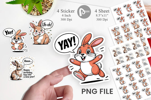 Rabbit Mood Sticker Sublimation artnoy 